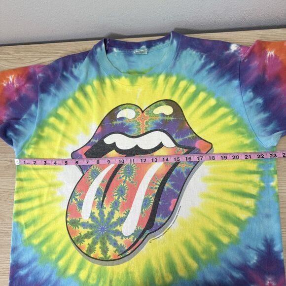Vintage Rolling Stones Shirt Mens XL Tie Dye 90s Fractal 1994 Tour Concert Tee - Picture 10 of 12